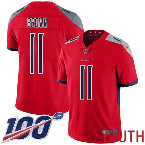 Tennessee Titans Limited Red Youth A.J. Brown Jersey NFL Football #11 100th Season Inverted Legend
